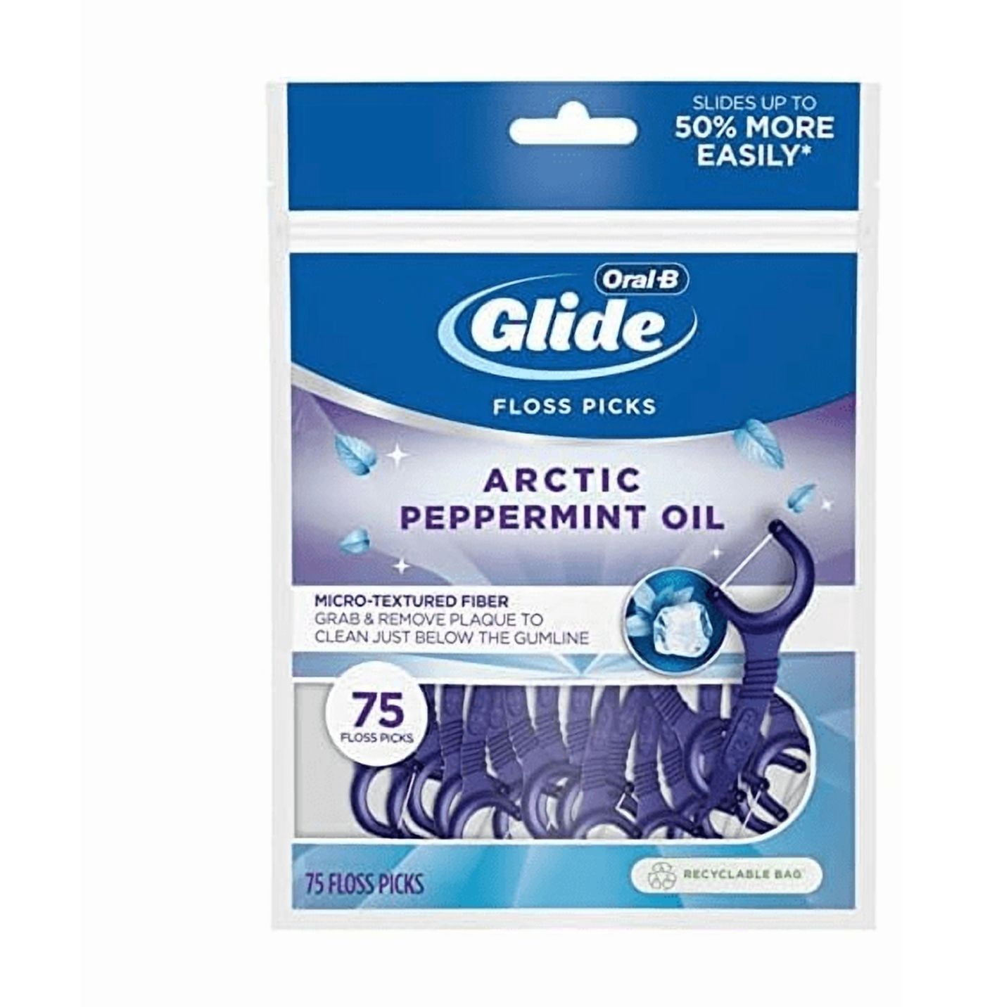 Oral-B Glide 3D White Floss Picks Arctic Peppermint Oil, 75CT Pack of 6