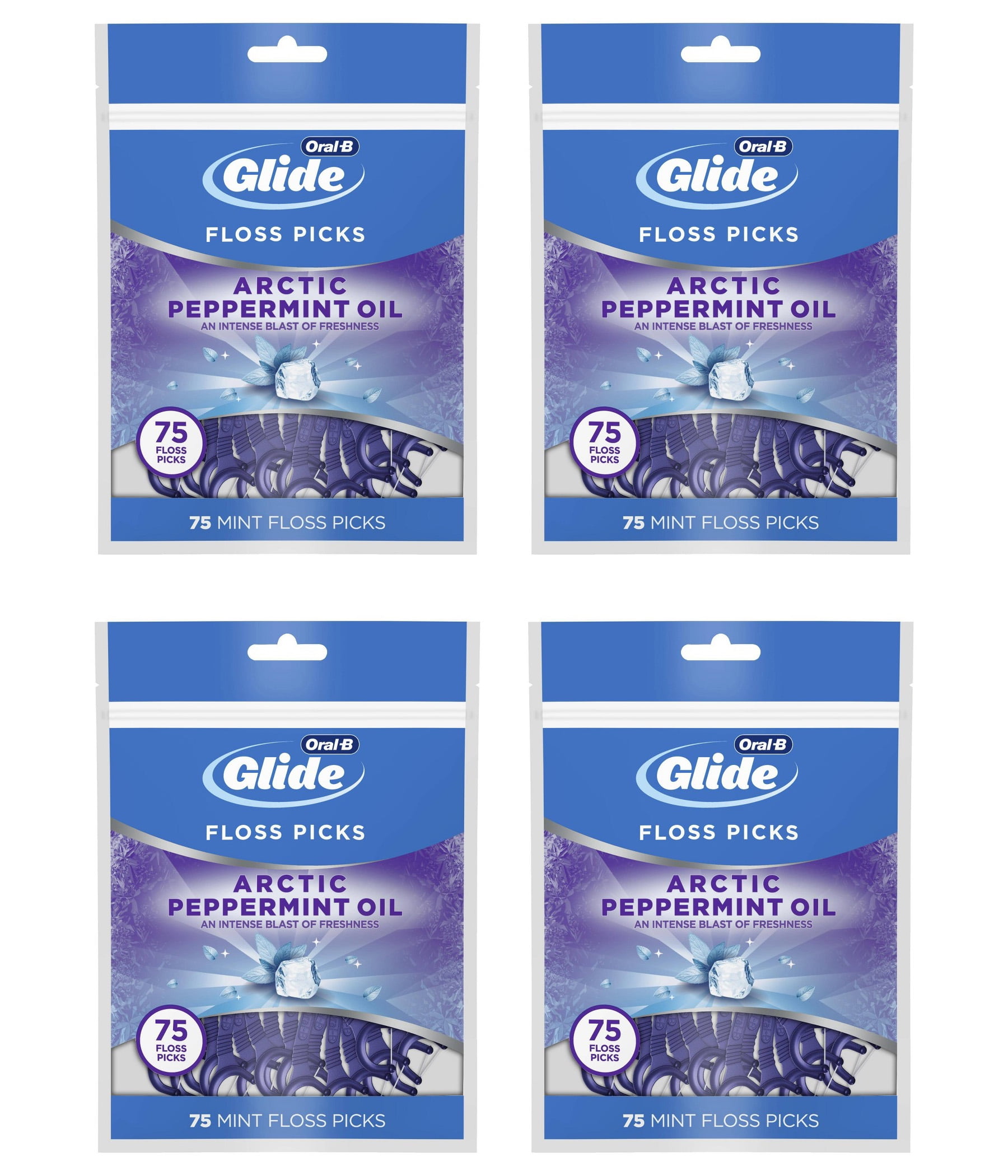 Oral-B Glide 3d White Floss Picks, Arctic Peppermint Oil, 75 Picks, 4 Pack