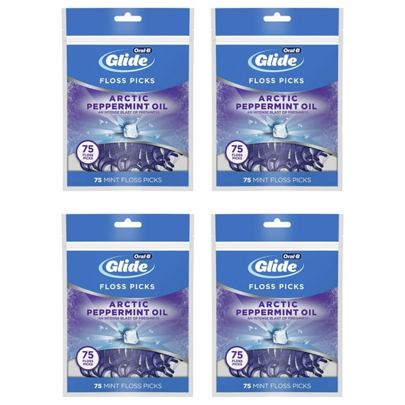Oral-B Glide 3d White Floss Picks, Arctic Peppermint Oil, 75 Picks, 4 Pack