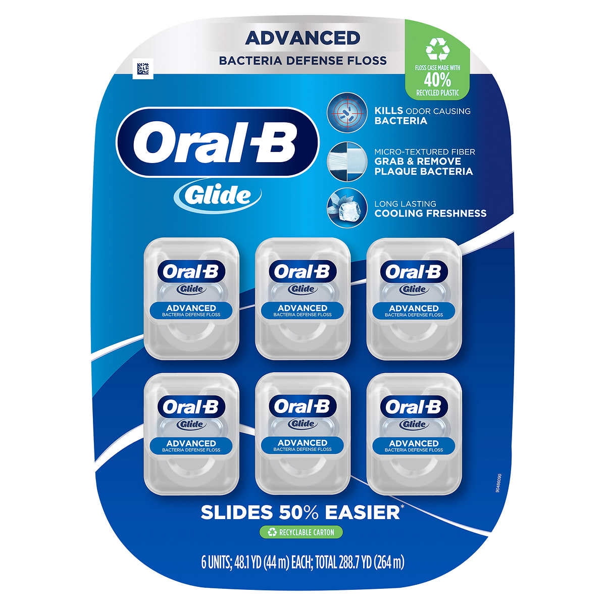 OralB Glide Advanced Bacteria Defense Floss, 6 Pack