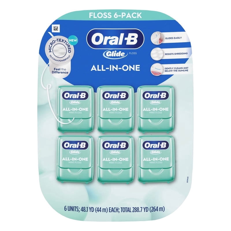 Oral B Glide Dental Floss All-in-One Mint Floss 48.1 Yard Each 6 Units - 2 Pack