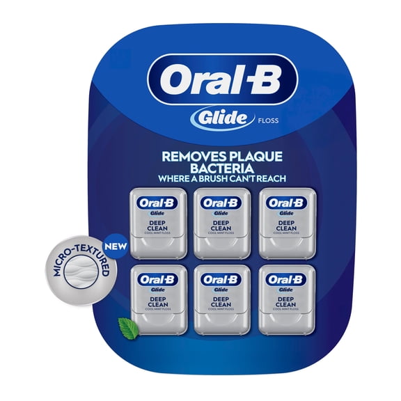 Oral-B Floss, Glide Deep Clean Dental Floss, Cool Mint, Value 6 Pack (40m Each)
