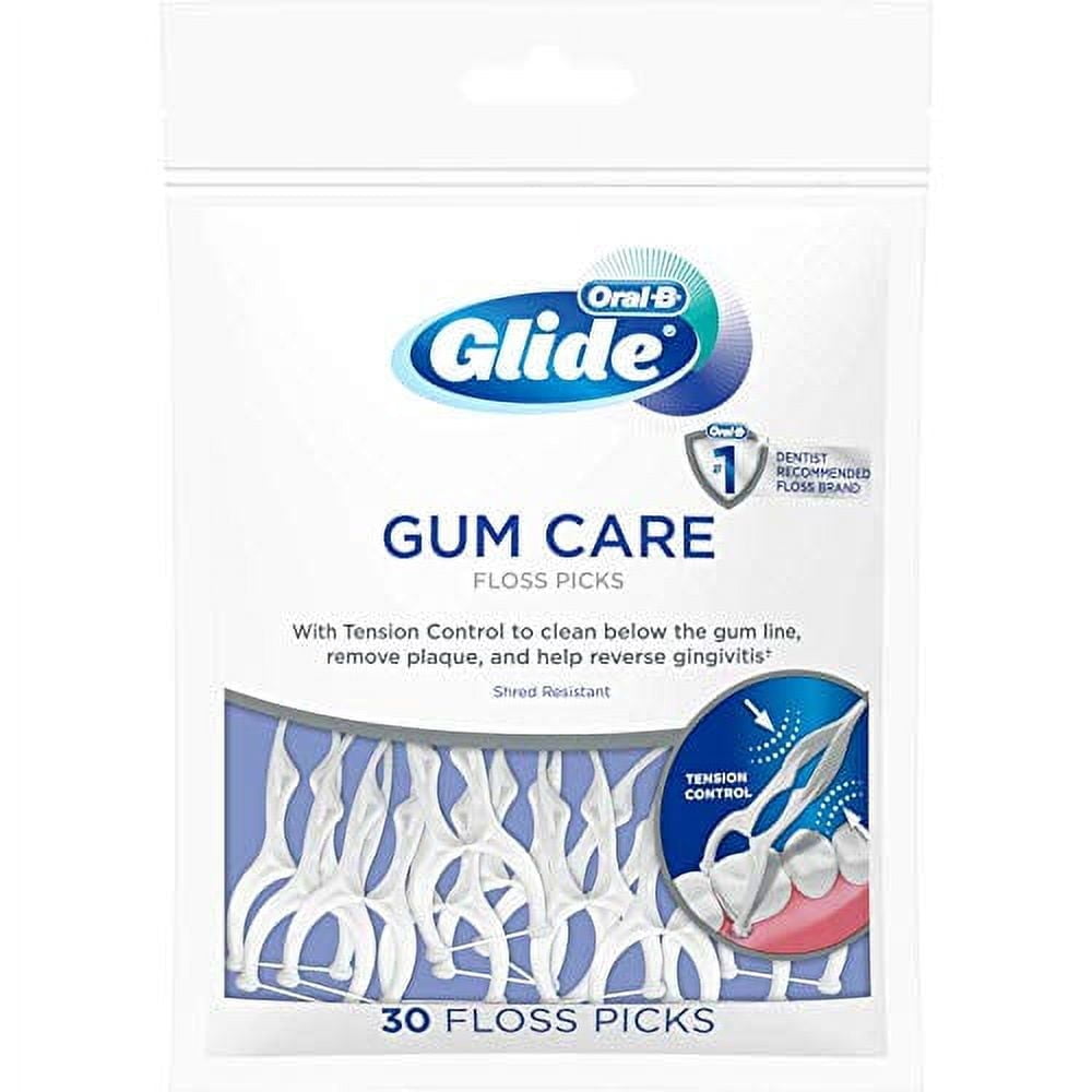 Oral-B Glide Gum Care Dental Floss Picks, Good for Back Teeth, 30 Ct (Pack of 6)