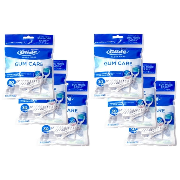 Oral-B Glide Floss Picks Gum Care Remove Plaque & Gingivitis, 30 ct, 6 Pack
