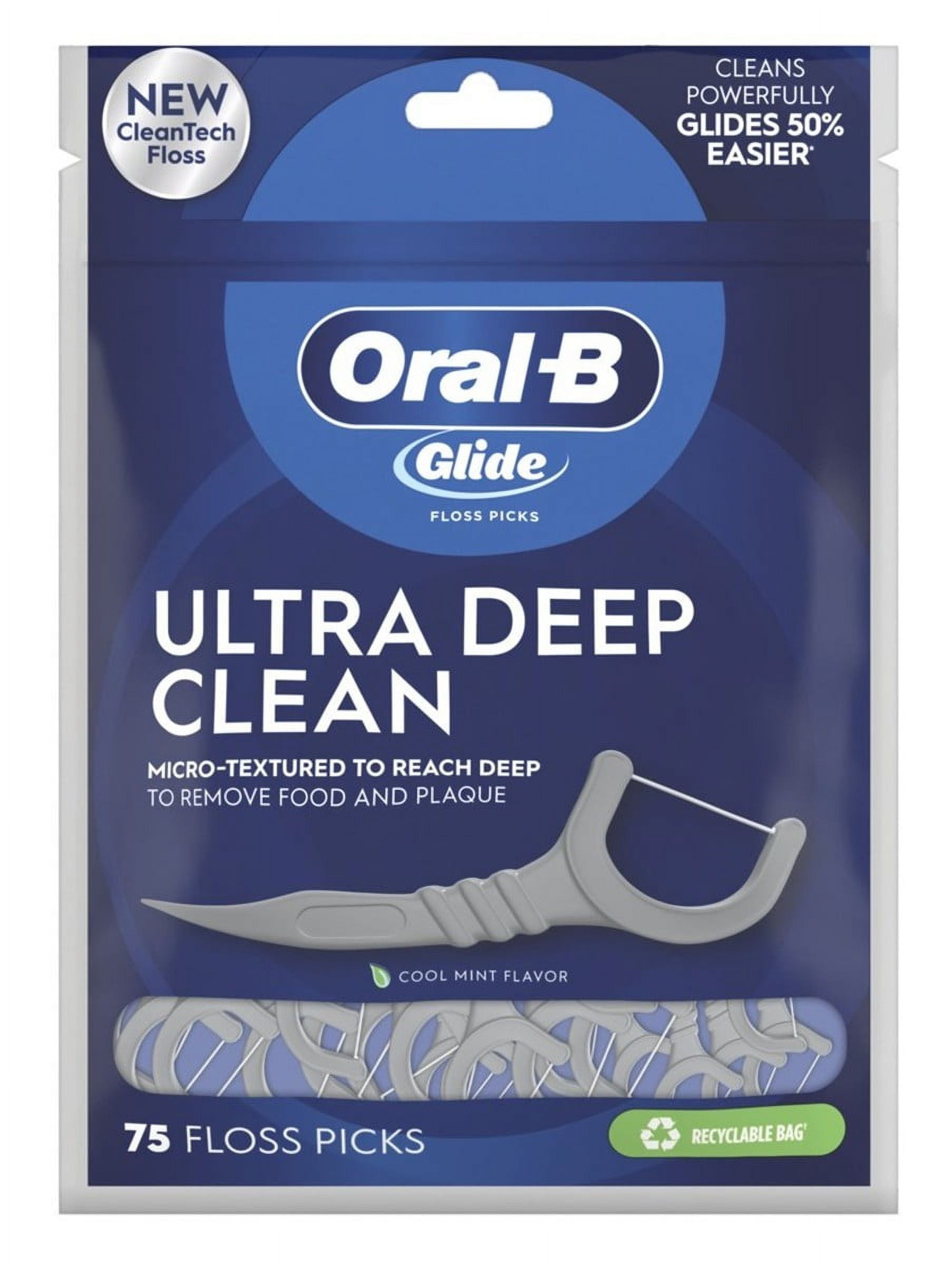 Oral-B Glide Floss Picks Ultra Deep Clean Cool Mint 75 Count (Pack of 3)