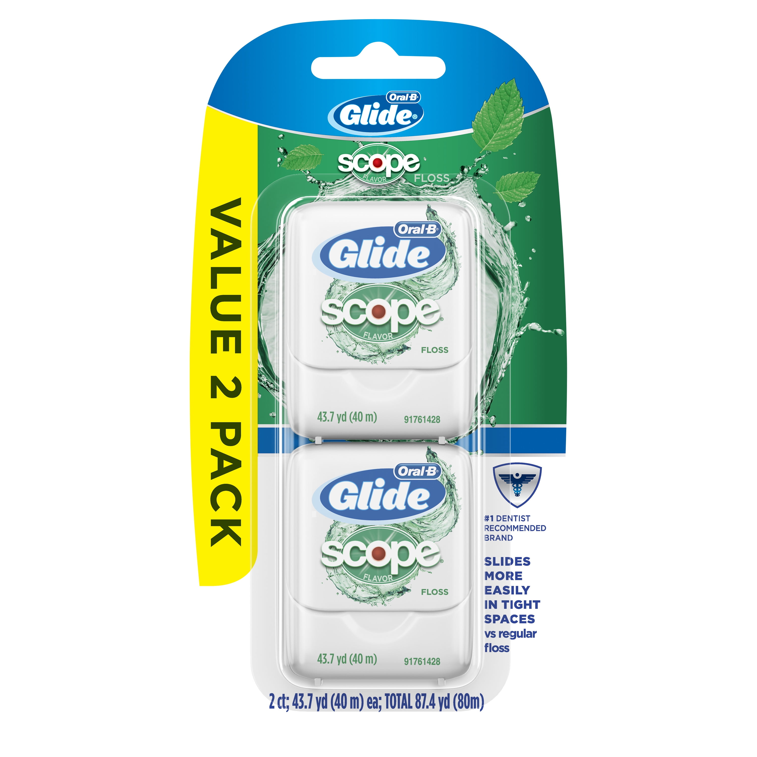 Oral-B Glide Floss with Scope Flavor, 87.4 Yards, 2 ct