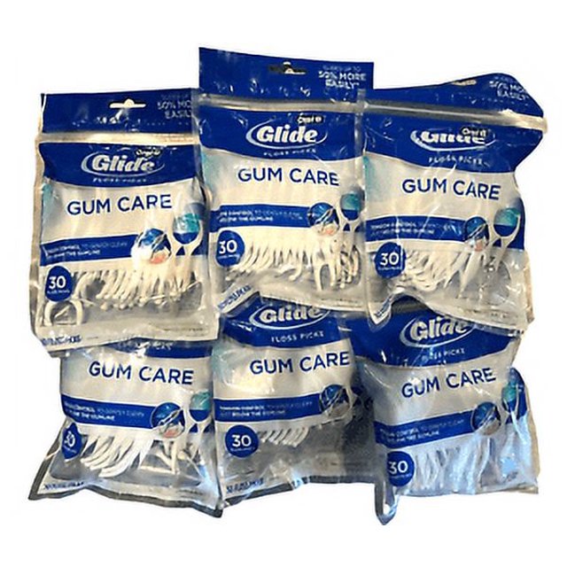 OralB Glide GUM CARE / Advanced Floss PICKS 30 ct ( 6 pack ) NEW LOOK