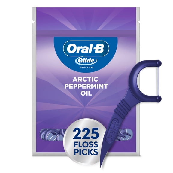 Oral-B Glide Peppermint Dental Floss Picks with Arctic Peppermint Oil Flavor, 225 Picks