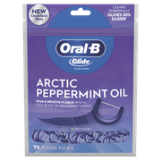Oral-B Glide Peppermint Dental Floss Picks with Arctic Peppermint Oil Flavor, 75 Picks