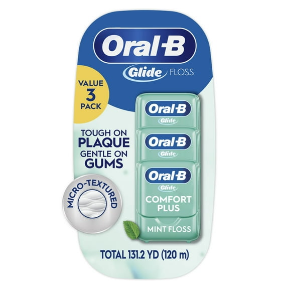 Oral-B Glide Comfort Plus Dental Floss, Extra Soft, Value 3 Pack (40m Each)