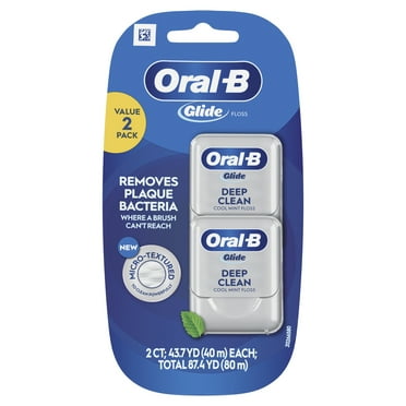 Oral-B Glide Pro-Health Deep Clean Waxed Dental Floss, Cool Mint, 40m, 2 Pack
