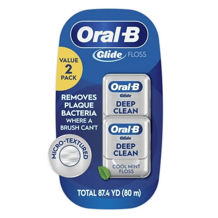 Oral-B Glide Deep Clean Cool Mint Dental Floss, Value 2 Pack (40m Each)