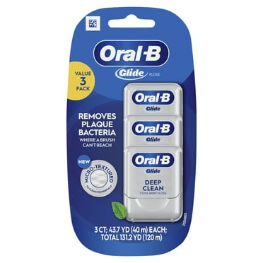 Oral-B Glide Pro-Health Deep Clean Waxed Dental Floss, Cool Mint, 40m, 3 Pack