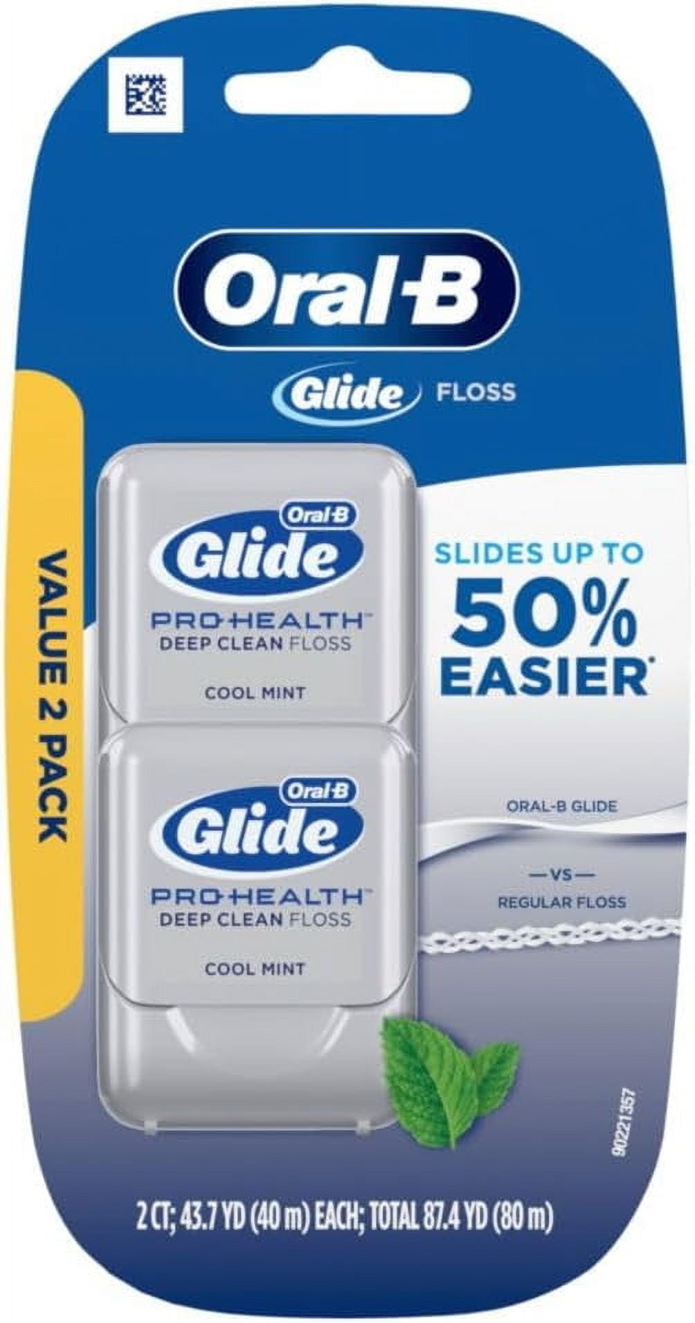 Oral-B Glide Pro-Health Dental Floss, Deep Clean Cool Mint Flavor, 40 M, 2 Count