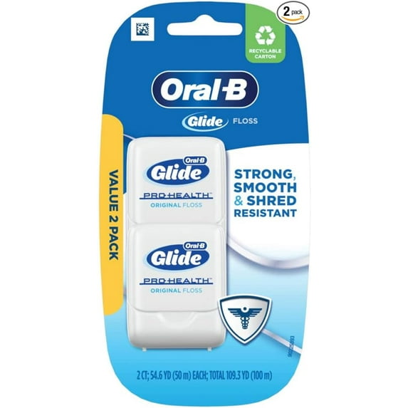 Oral-B Glide Pro-Health Original Dental Floss, Smooth, Strong, Shred Resistant, Value 2 Pack (50m)