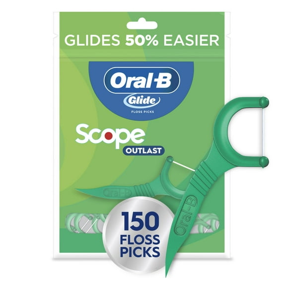 Oral-B Glide Dental Floss Picks, Mint Tooth Floss with Scope Flavor, 150 Count