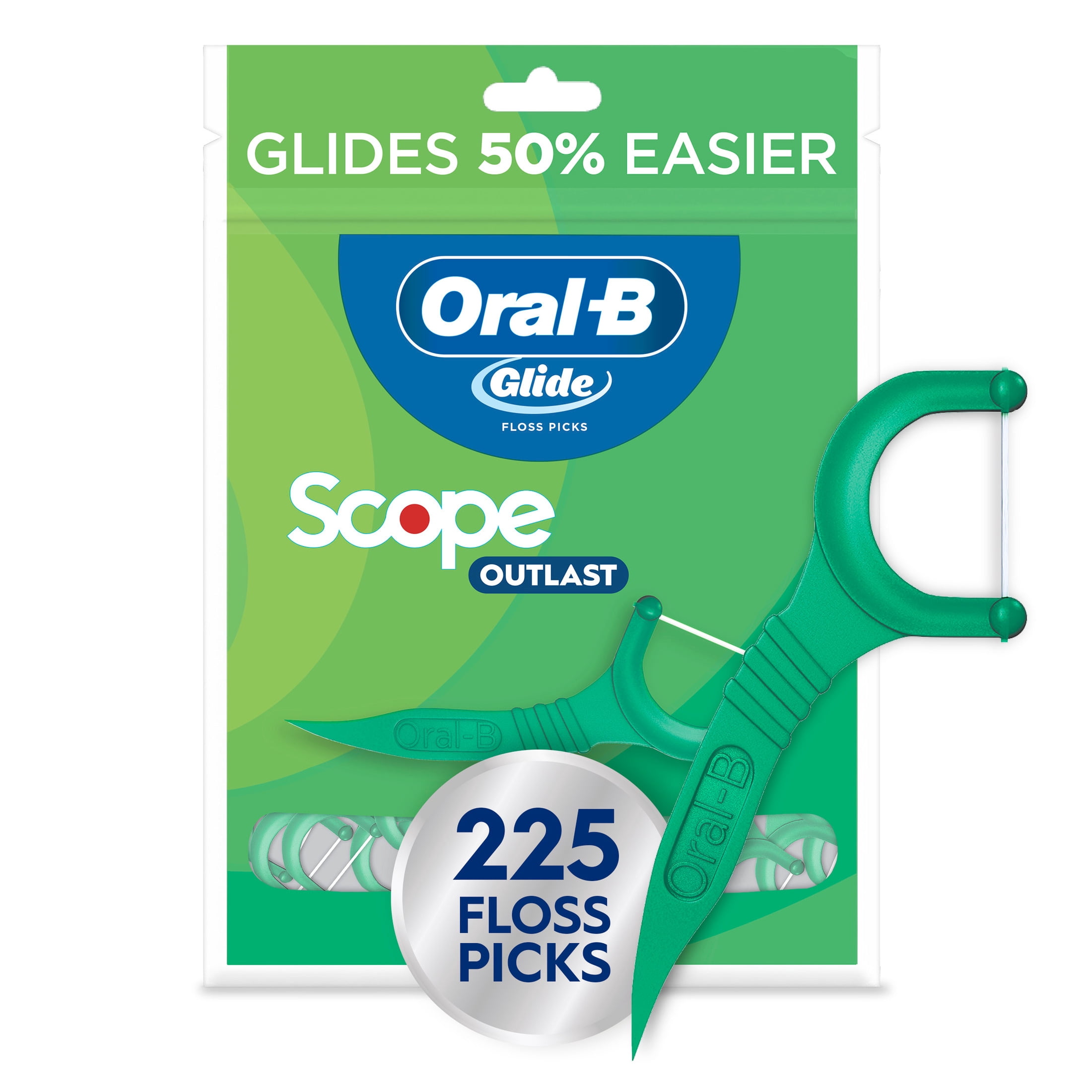 Oral-B Floss, Glide with Scope Outlast Dental Floss Picks, 225 Picks