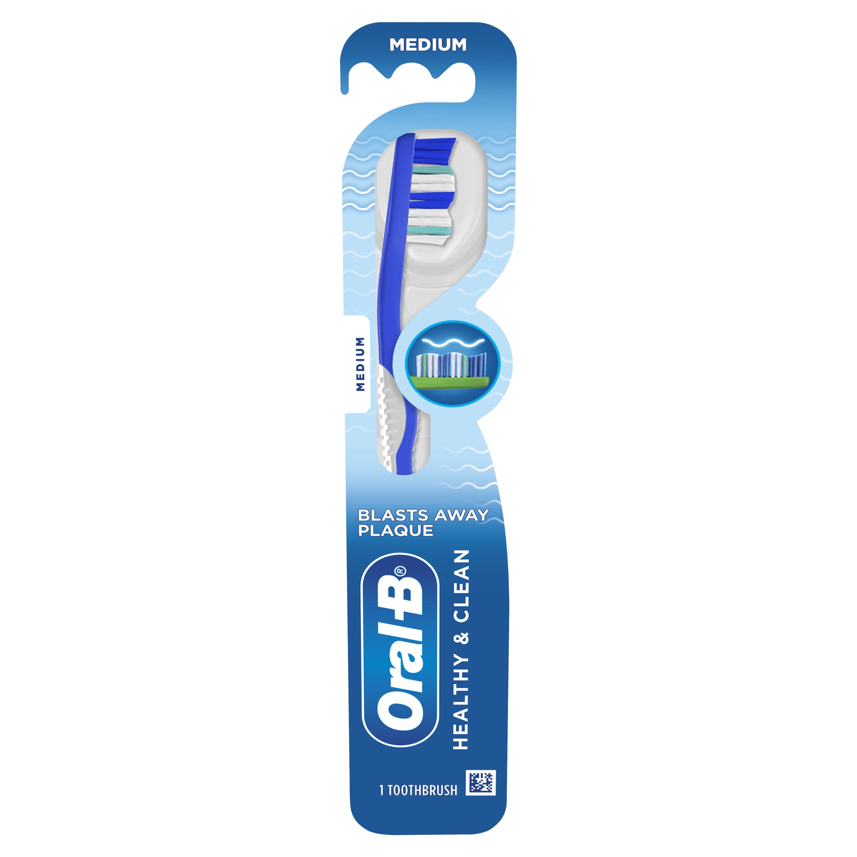 OralB Healthy Clean Toothbrush, Blasts Away Plaque, Medium, 1 Count