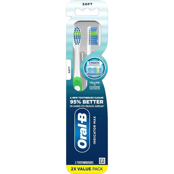 Oral-B Indicator Color Collection Toothbrushes, Soft, 2 Count