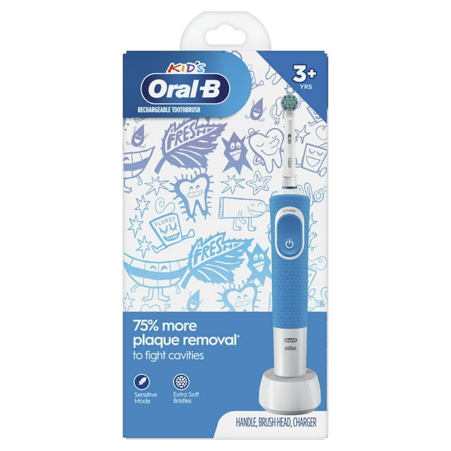 Oral-B Kids Electric Toothbrush with Sensitive Compact Brush Head and Timer2, for Children 3+