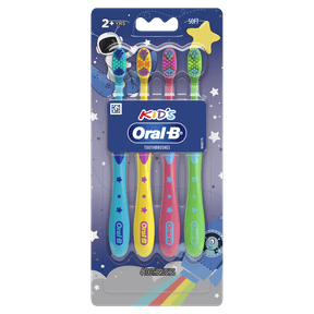 Oral-B Kids Toothbrush with Space Designs, Extra Soft Bristles, 4 Pack, for Children Ages 2+