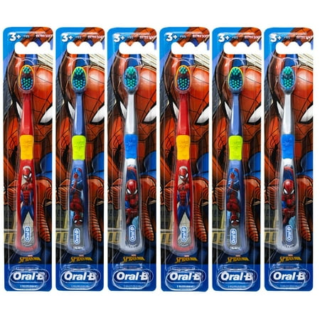 Oral-B Marvel Spider-Man Toothbrush, 3+ YRS, Extra Soft (Colors & Characters Very) - Pack of 6