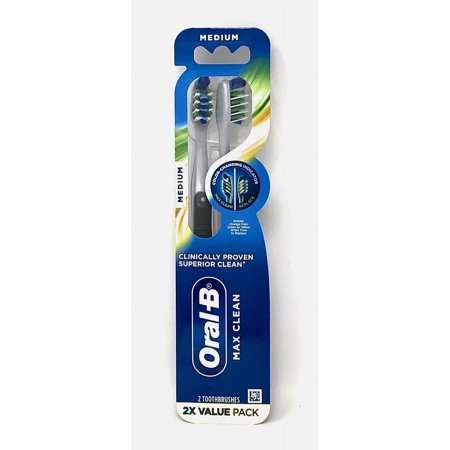 Oral-B Max Clean Color Changing Indicator Manual Toothbrush, Medium, 2 Count Colors May Vary