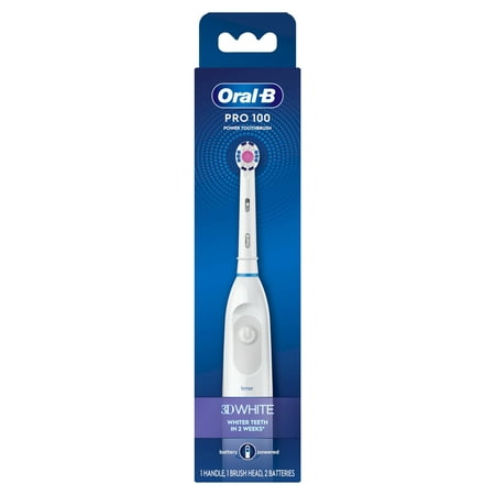 Oral-B PRO 100 3D White Battery Powered Compact Head Toothbrush, for Adults and Children 3+