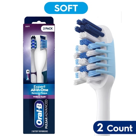 Oral-B Toothbrush, Pulsar Advanced All-in-One Soft Toothbrush, 2 Count