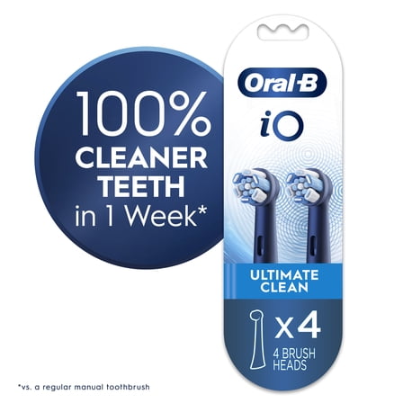 Oral-B iO Ultimate Clean Replacement Brush Heads, Black, 4 count