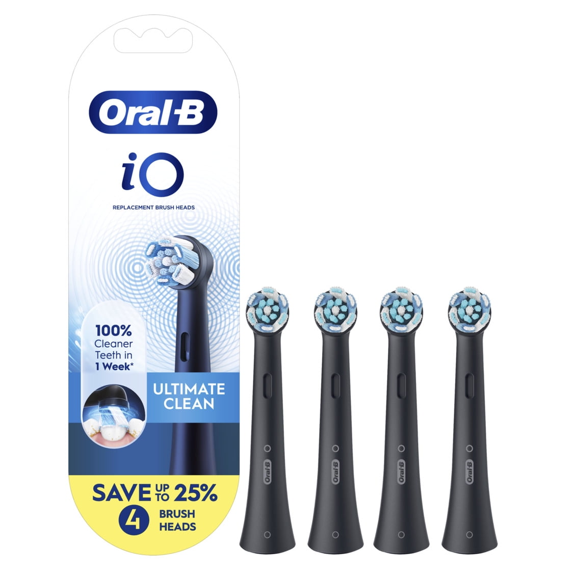 Oral-B iO Ultimate Clean Replacement Brush Heads, Black, 4 count