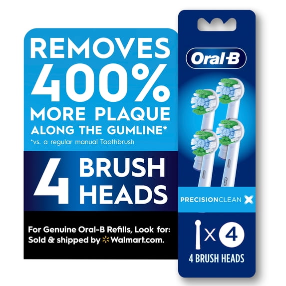 Oral-B Toothbrush Heads, Precision Clean Electric Toothbrush Replacement Head, White, 4 Count