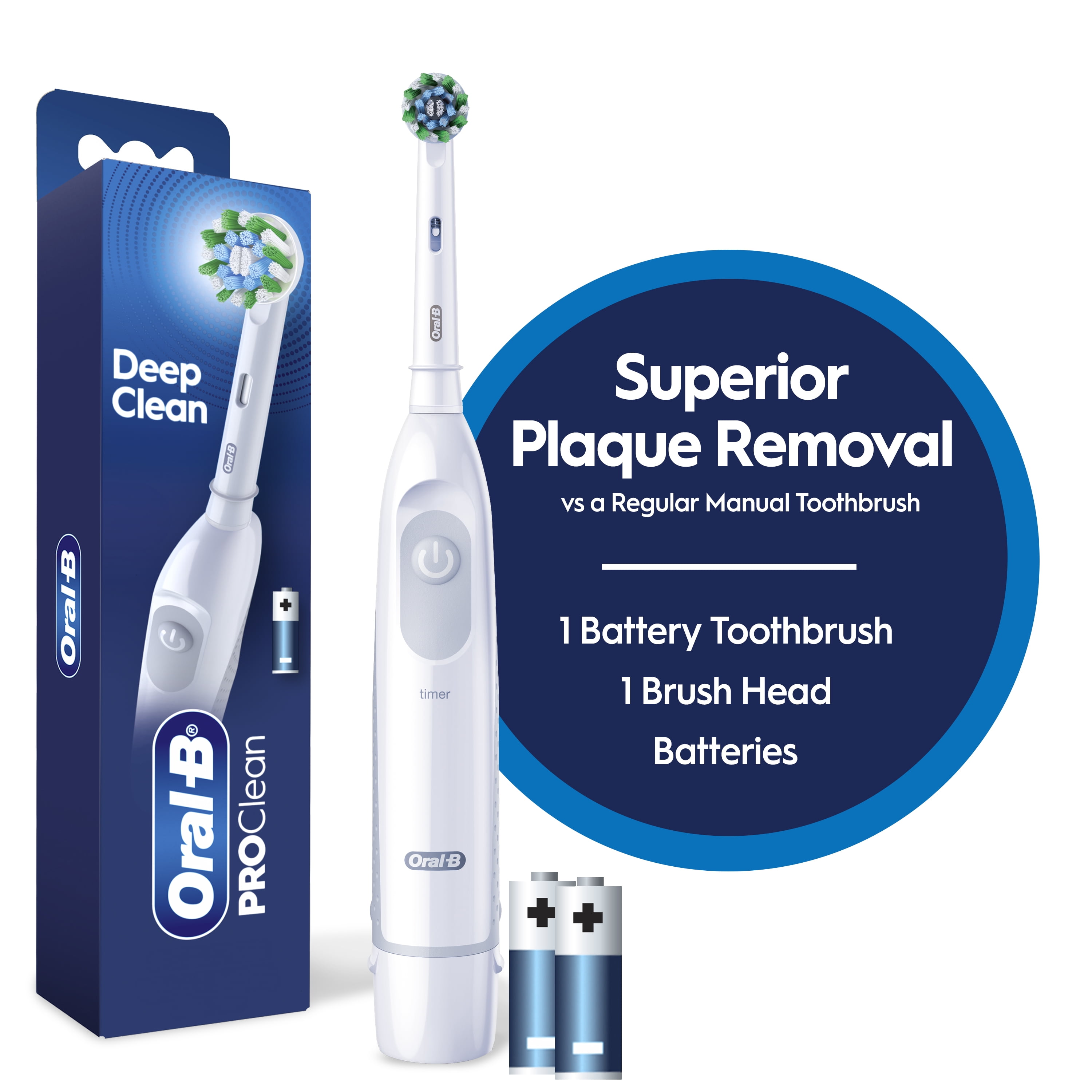 Oral−B D12023WE Oral-B Pro 100 Gum Care, Battery Powered Toothbrush, White