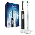OralB Pro 1000 CrossAction Electric Toothbrush, Powered by Braun, Black and White, Pack of 2