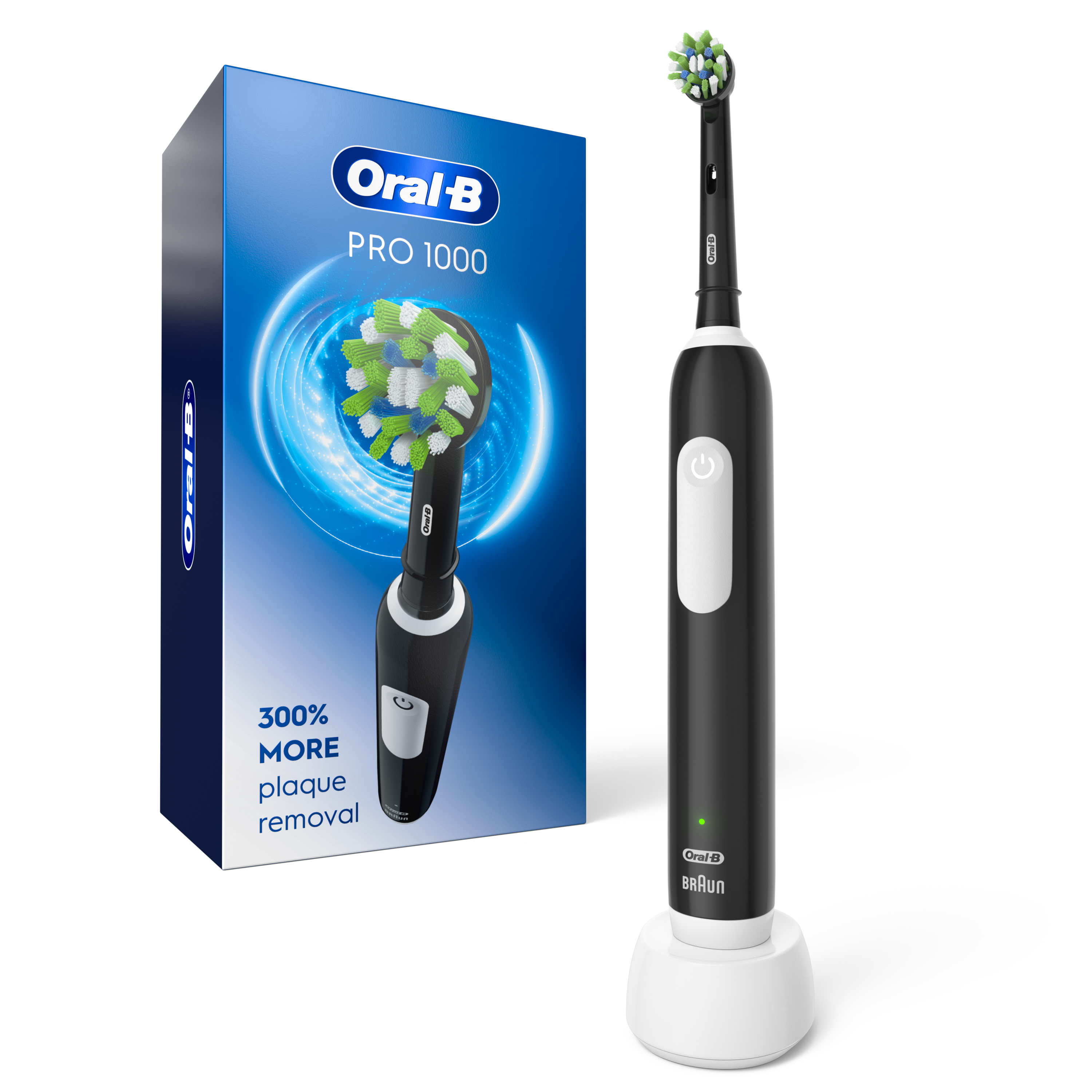 Oral-B Pro 1000 Electric Toothbrush with (1) Brush Head, Rechargeable, Black, for Adults & Children 3+ - image 1 of 7