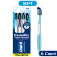 thumbnail image 1 of Oral-B Toothbrush Pack, Pro-Clean CrossAction Plaque Removal Manual Toothbrush, Soft Bristles, 4 Count, 1 of 9