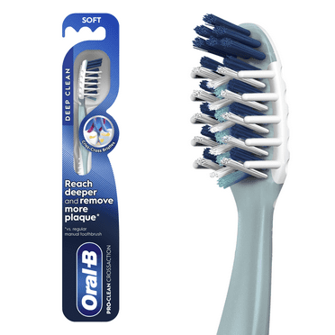 Oral-B Pro Clean CrossAction Toothbrush, Deep Plaque Removal, Soft, 1 Count, for Adults & Children 3+