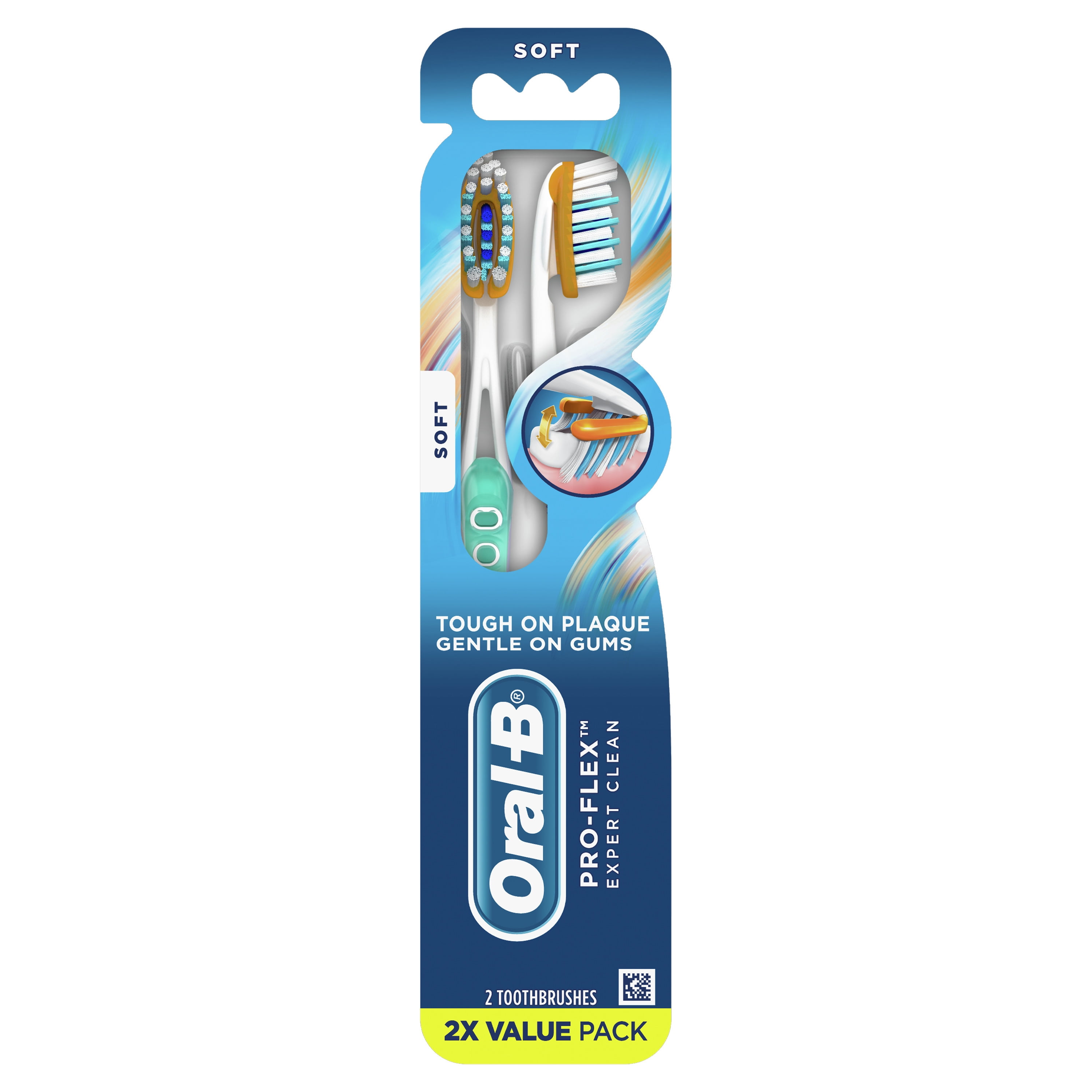 OralB ProFlex Expert Clean Toothbrushes, Soft, 2 Count