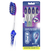 Oral-B Pro-Flex Stain Eraser Manual Toothbrush, Medium, 4 Count, for Adults and Children 6+