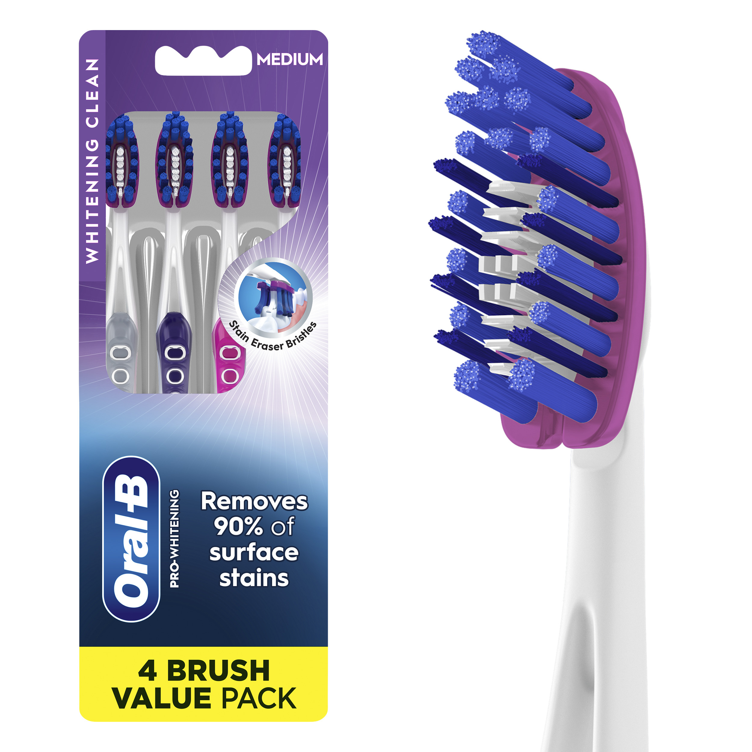 Oral-B Pro-Flex Stain Eraser Manual Toothbrush, Medium, 1 Ct - Walmart.com