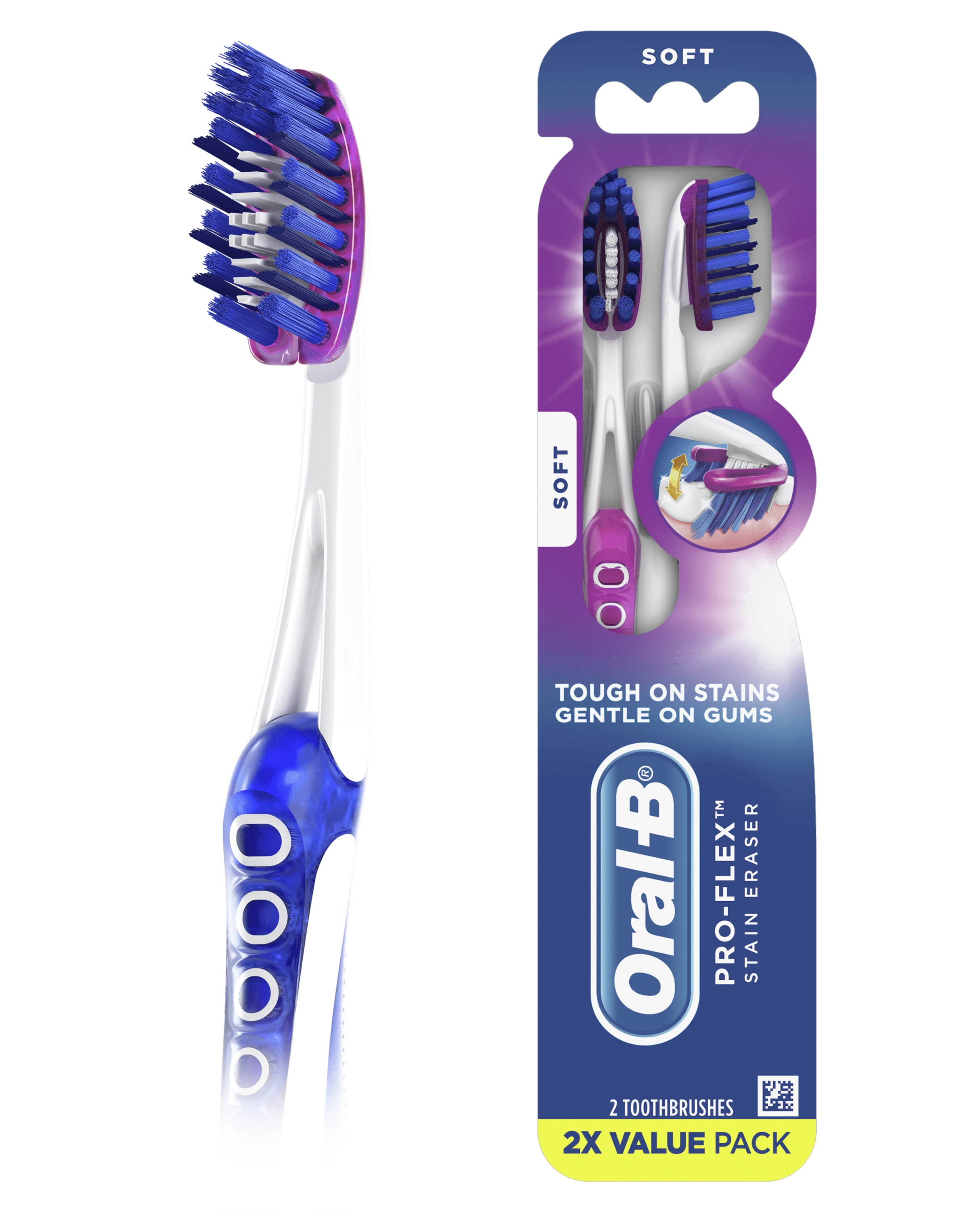 Oral B Pro Flex Stain Eraser Toothbrush Soft 2 Count