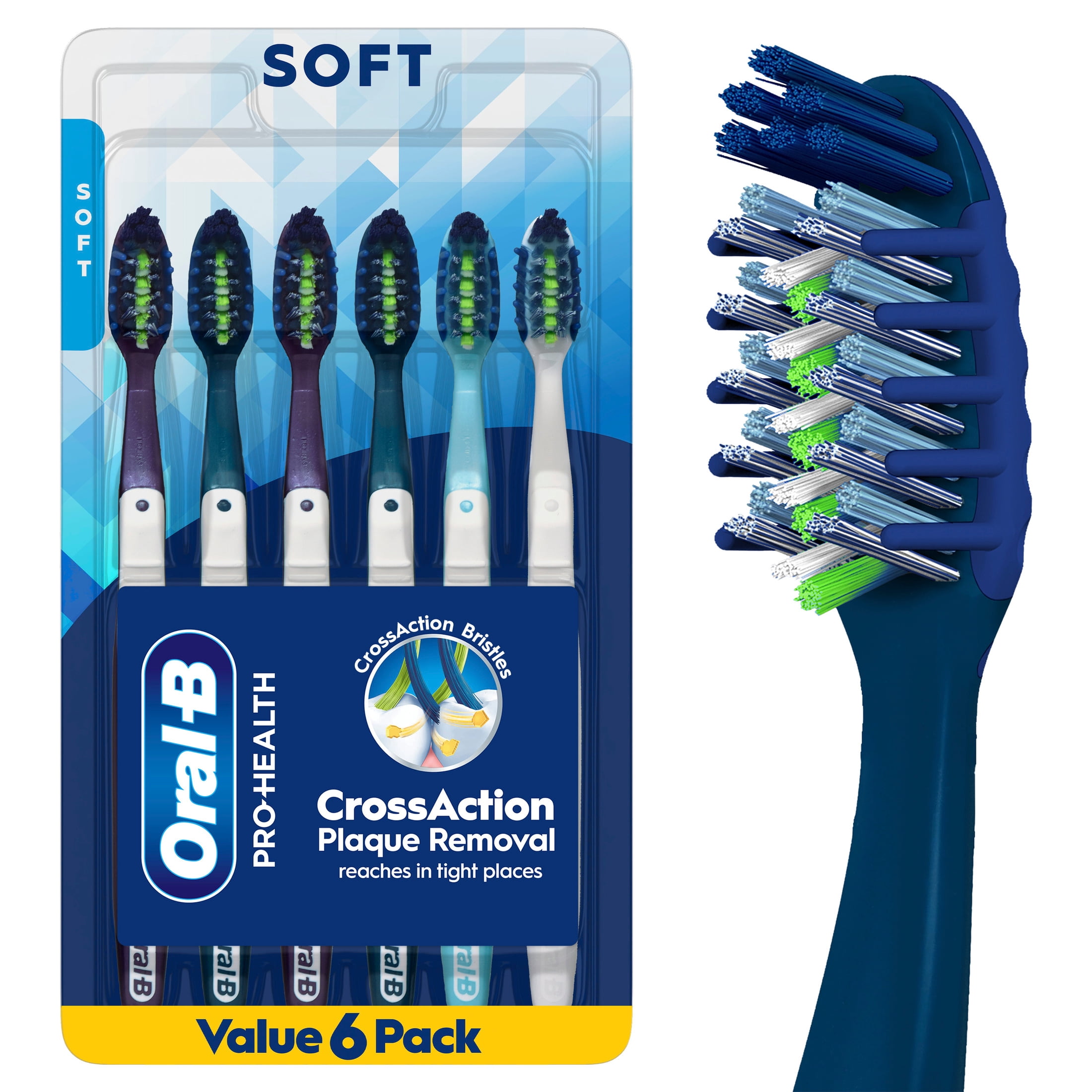 Oral-B Pro-Health CrossAction Plaque Removal Toothbrush, Soft, 6 Count