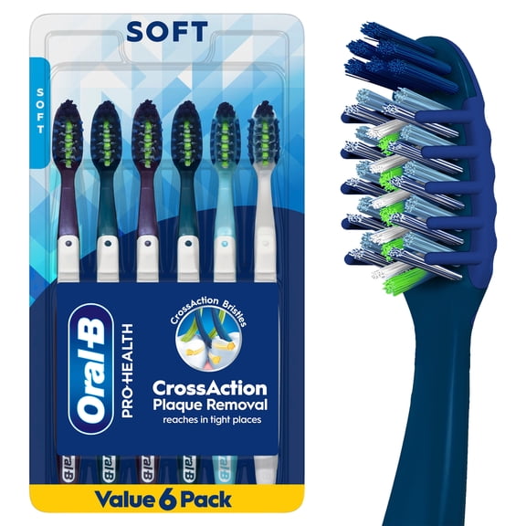 Oral-B Pro-Health CrossAction Plaque Removal Toothbrush, Soft, 6 Count