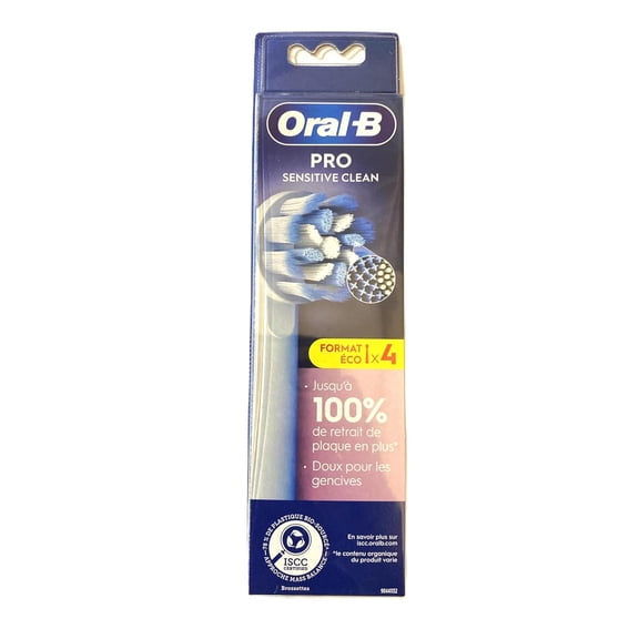 Oral-B Pro Sensitive Clean Replacement Brush Heads, Pack of 4, Extra Soft Bristles, Compatible with Oral-B Electric Toothbrush Handles (International Version)