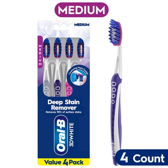 Oral-B Toothbrush Pro Whitening, Medium, 4 Count