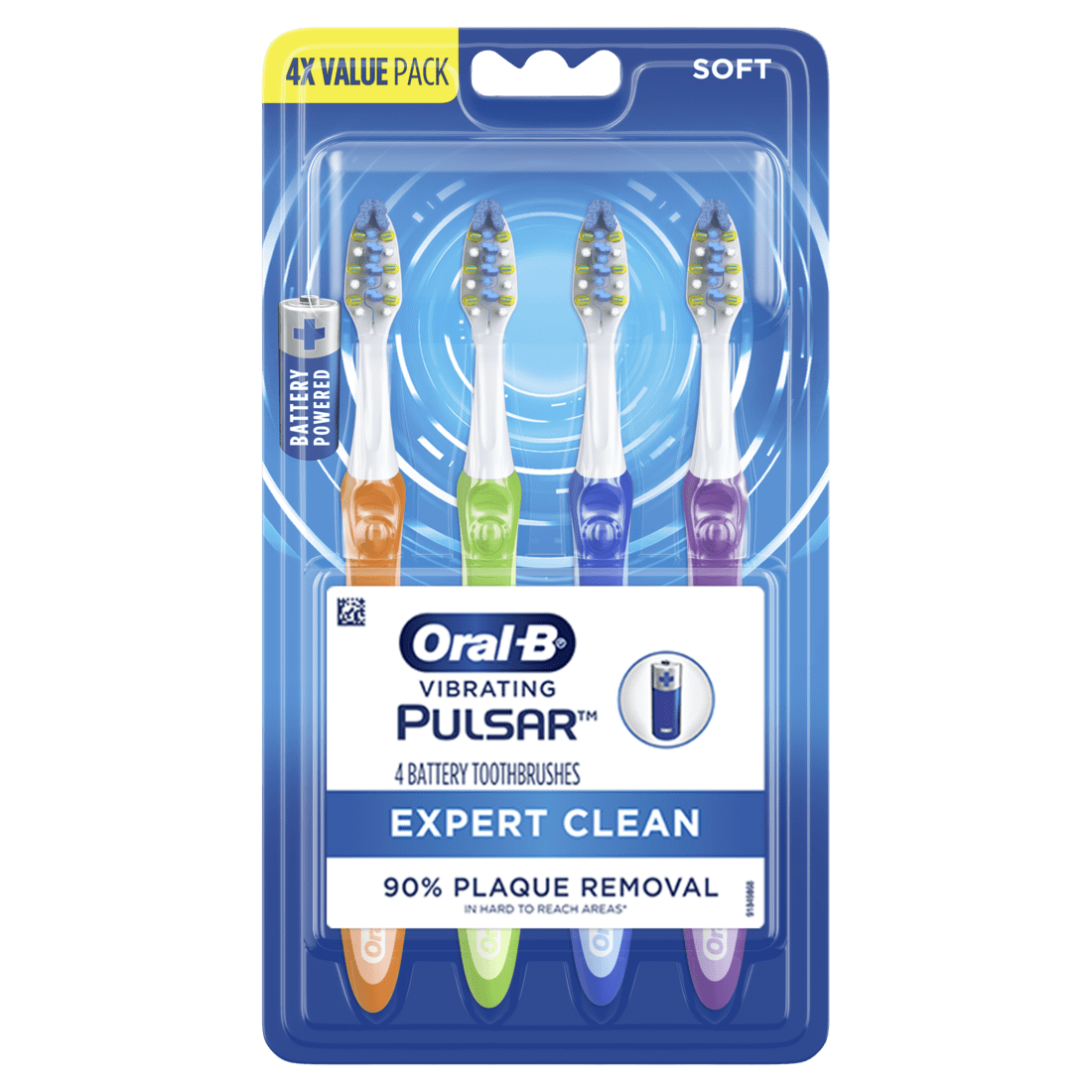 OralB Pulsar Expert Clean Battery Powered Toothbrush, Soft, 4 Count, for Adults and Children 3
