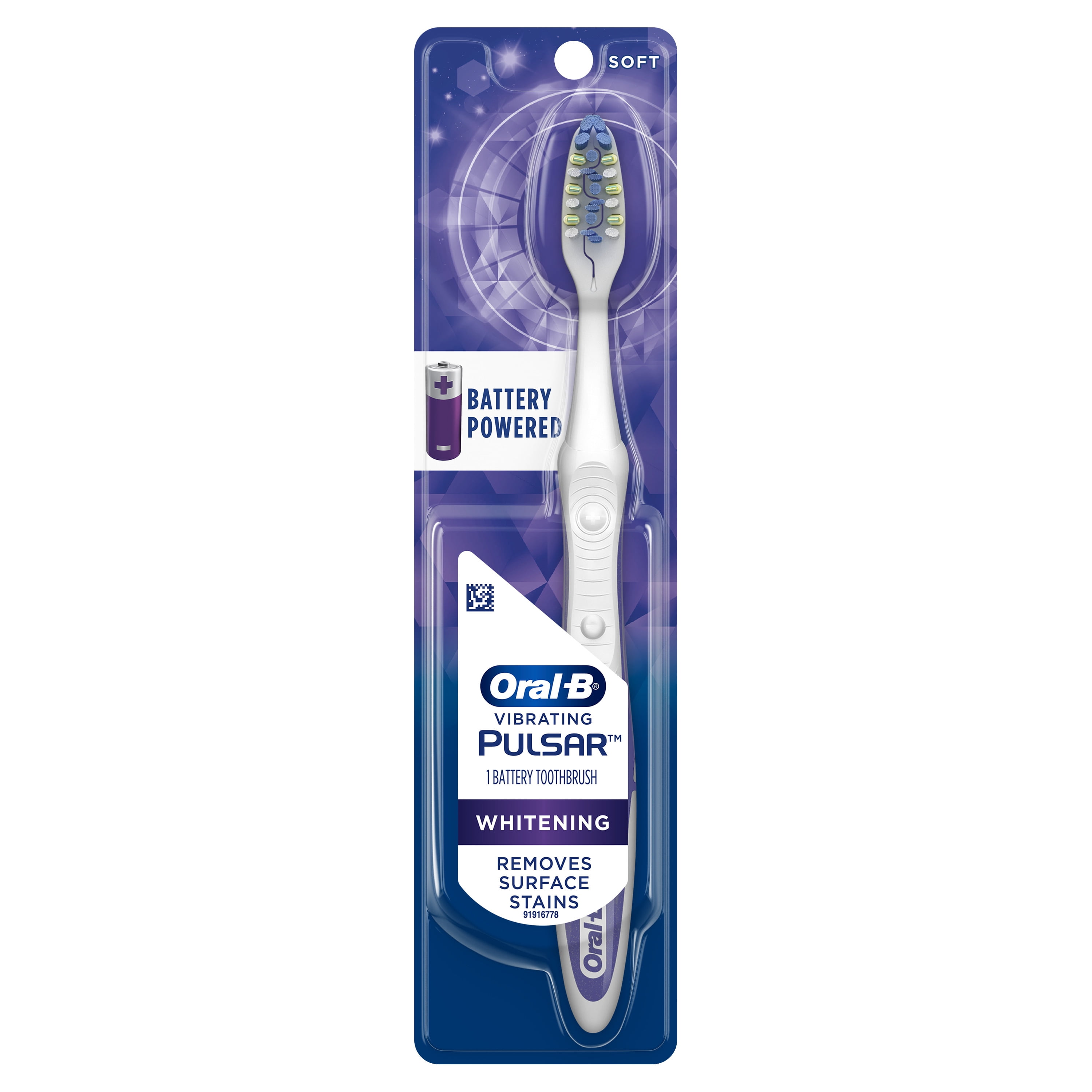 Oral-b pulsar whitening battery powered toothbrush, soft, 1 count