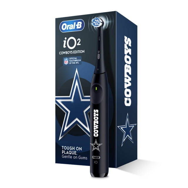 Oral-B Rechargeable Electric Toothbrush,NFL Dallas Cowboys Edition iO2, 3 Cleaning Modes, Automatic Pressure Sensor to Protect Gums