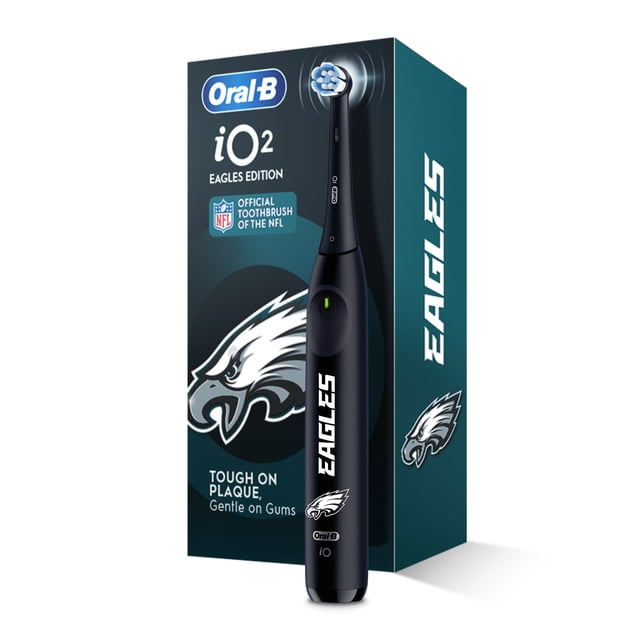 Oral-B Rechargeable Electric Toothbrush,NFL Philadelphia Eagles Edition iO2, 3 Cleaning Modes, Automatic Pressure Sensor to Protect Gums