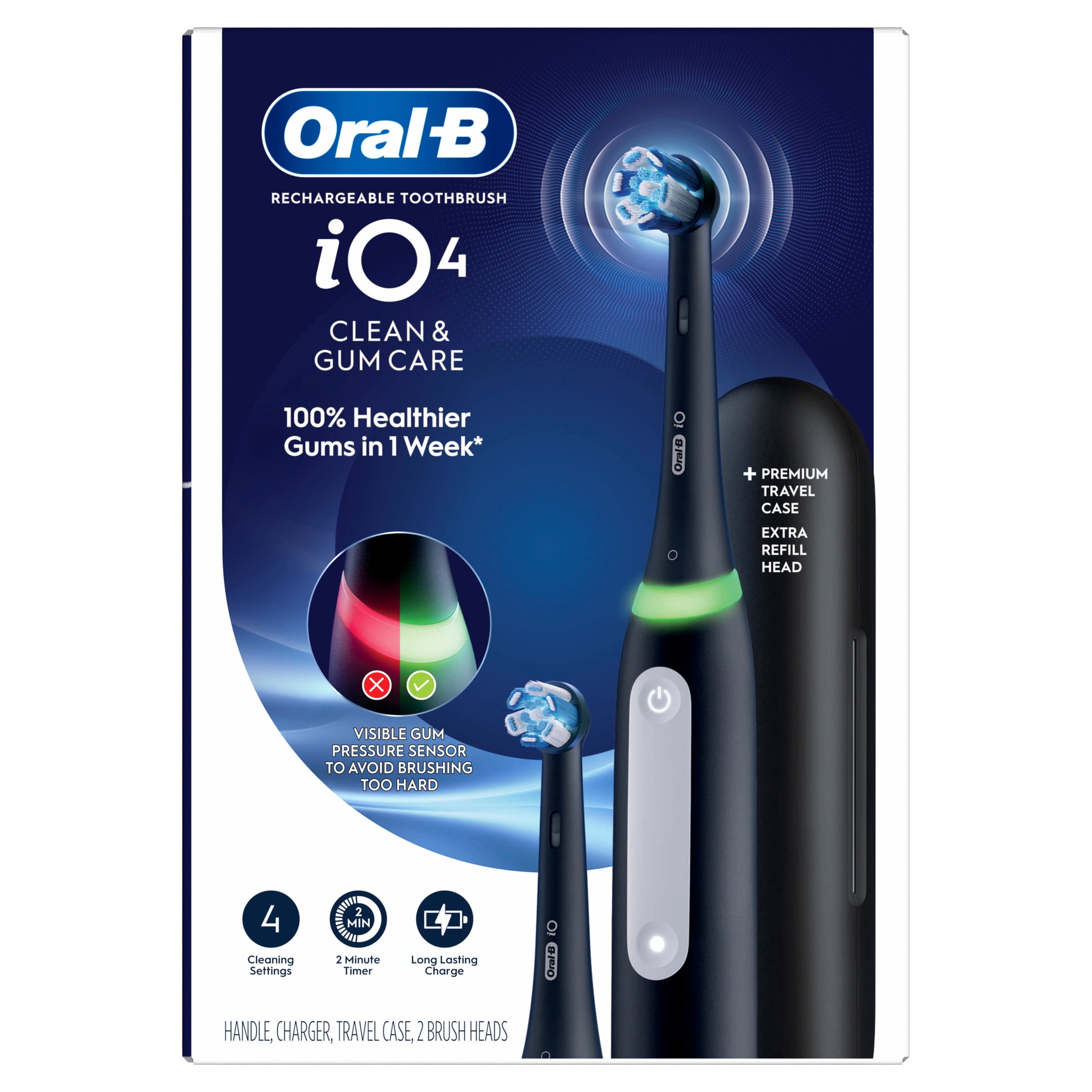 Oral-B Rechargeable Electric Toothbrush, iO4 Clean & Gum, Black